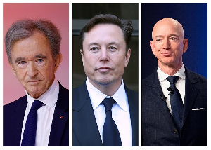 Bernard Arnault, Elon Musk and Jeff Bezos