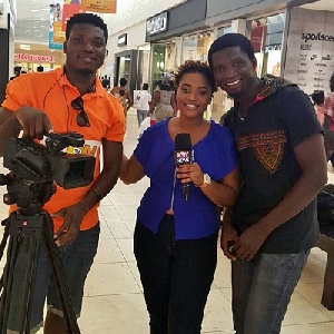 Kobina Amissah-Sam (right) with MzGee and a cameraman