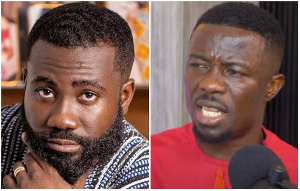 Okatakyie Afrifa-Mensah (L) has been warned by actor Kwaku Manu (R)  not to threaten him