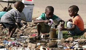 Cholera Children Drinking Dirty Water 