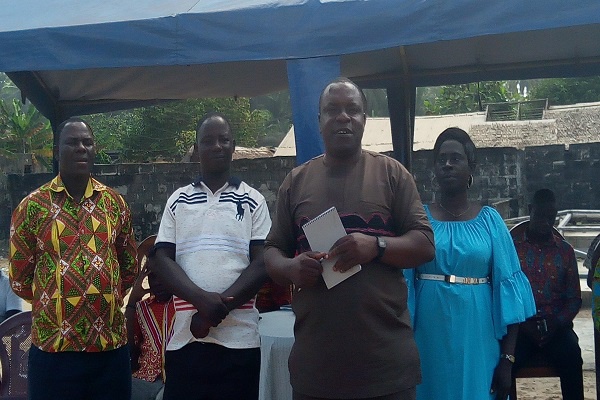Ernest Kofi addressing the people of the Jomoro Municipality