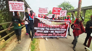 Cocoa farmers protested against the government over pricing issues Cocoa farmers protested against the government over pricing issues