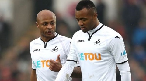 Dede Ayew will be playing without Jordan, who has been slapped with a three match ban
