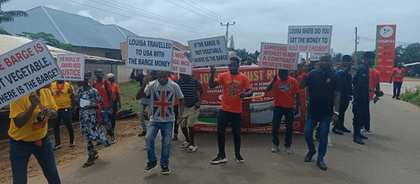 Some of the youths during the demonstration