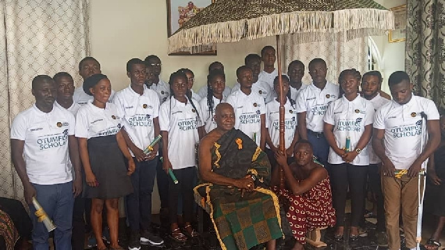 Some of the scholarship beneficiaries with a sub chief of the Asantehene