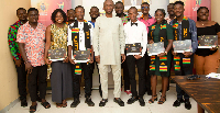 Chief Executive Officer of the NEIP Kofi Ofosu Nkansah pose for a picture with the winners