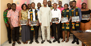 Chief Executive Officer of the NEIP Kofi Ofosu Nkansah pose for a picture with the winners