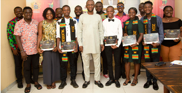 Chief Executive Officer of the NEIP Kofi Ofosu Nkansah pose for a picture with the winners