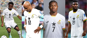 L-R: Tariq Lamptey, Dede Ayew, Fatawu Issahaku, Salis Samed