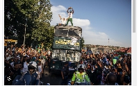 South Africa's rugby team went on a victory parade around the country after winning the World Cup