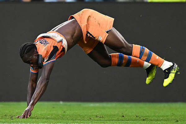 Ghana forward Kamaldeen Sulemana celebrating his goal