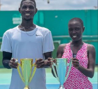Johnson Acquah (L) and Georgette Nortey (R) won trophies at the 2025 TPG tour