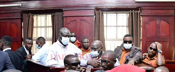 Jailed veteran opposition politician Dr Kizza Besigye and his co-accused