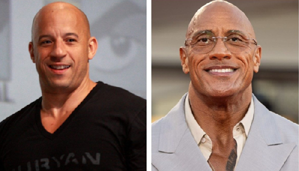 (L) Vin Diesel and Dwayne Johnson (R)