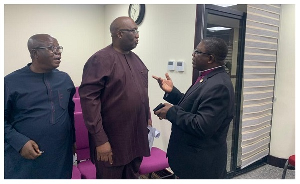 Hon. Joe Ghartey, Commisioner Gyamarah and the Presiding Bishop of the Methodist Church