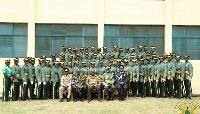Nana Addo in a group picture with the graduating class