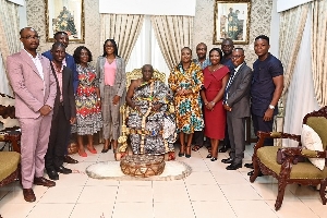 Okyenhene, Osagyefo Amoatia Ofori Panin II With The Telecel Ghana Delegation(1)
