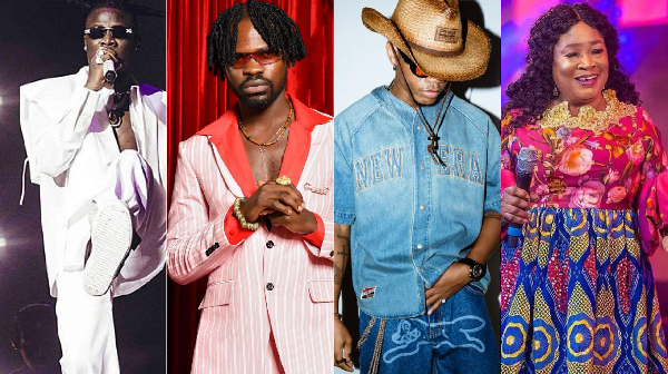 From L to R: Stonebwoy, Fameye, KiDi and Maame Tiwaa at TGMA 2025