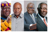 Left-right: Otumfuo, President Mahama, Akufo-Addo, John Agyekum Kufuor