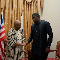 John Dumelo and  Vice President of Liberia HE Joseph Boaka