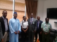 Kofi Adda (2nd left) in a group photo with Ms Swatson and  other members of the Ministry of Aviation