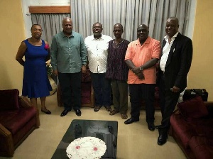 Former  President John Dramani Mahama with Koku Anyidoho, others at the CID headquarters