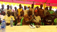 The collation of taxi drivers at a press conference.