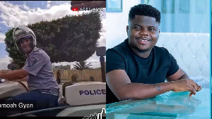 A police officer in Algeria (L) stopped Wode Maya's car