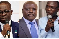 L-R: William Owuraku Aidoo (in charge of Power), and Joseph Cudjoe and Dr. Mohammed Amin Adam Anta