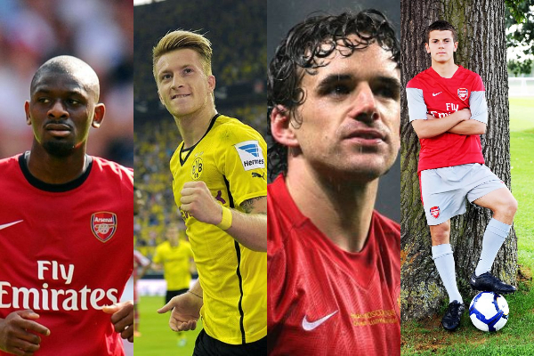 (L-R) Abou Diaby, Marco Reus, Owen Hargreaves and Jack Wilshere