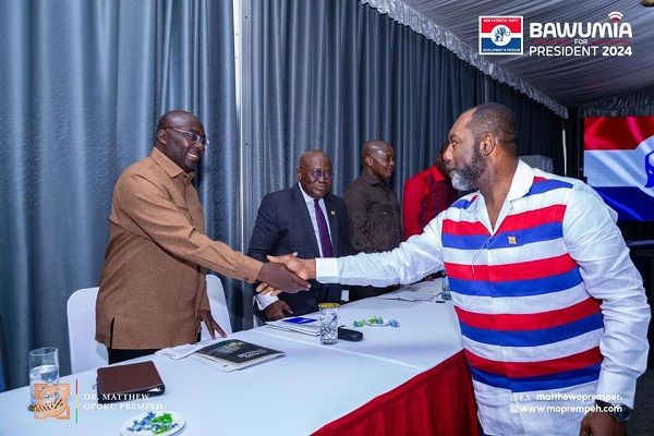 Dr Mahamudu Bawumia and NAPO exchanging pleasantries