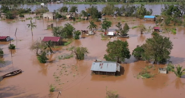 File photo of houses submerged by flood