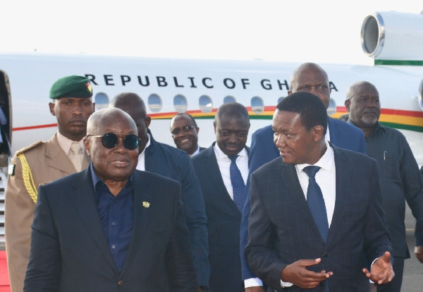 Foreign Affairs CS Alfred Mutua receives President Nana Akufo-Addo at JKIA