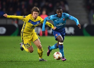 Eddie Nketiah in action for Arsenal against Bate Borisov
