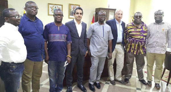 Osei Assibey Antwi (fourth from right) with the Afro Bilal Ghana team and some KMA officials