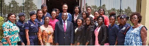 Dr. Mahamudu Bawumia with female staff at the Vice Presidency.