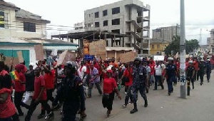 The protesters stormed the streets of Accra