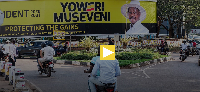 An election poster of President Yoweri Museveni in Kampala, Uganda, 7 January 2026
