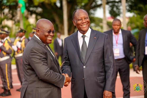 President Ouattara welcomes President Akufo-Addo to the Petit Palais