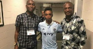 Latiff Blessing (middle) with Joe Addo and Black Stars coach, Kwesi Appiah