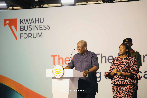 President John Dramani Mahama speaking at the Kwahu Business Forum