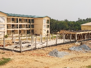 The construction site of a 12-unit classroom block