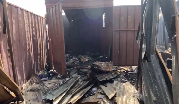 Several shops have been destroyed following a fire outbreak at Madina Ritz Junction