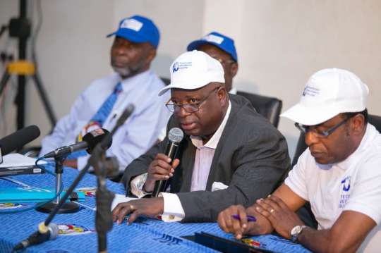 Prof. Kwame Boasiako-Omane (middle) addressing the press