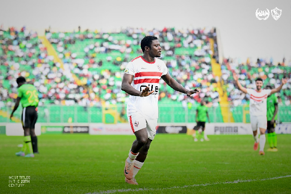 Zamalek player celebrates after scoring