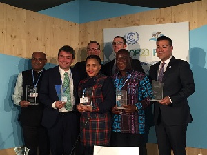 Hassan Tampuli (second right) with other awardees at the Climate Change Summit