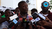 Kofi Adams, National Organiser of the NDC speaking to the media after Anyidoho was granted bail