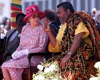 JJ Rawlings with Queen Elizabeth during the visit