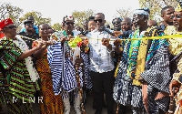 Abu Jinapor joined by the paramount chief of the area to commission the project