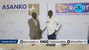 CEO of Rabotec, Alhaji Ali Ibrahim (R) and MD and Executive VP of Asanko Gold, Dr Charles Amoah (L)